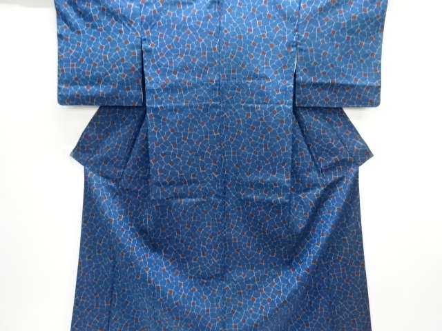 JAPANESE KIMONO / ANTIQUE COBBLESTONE PATTERN WOVEN TSUMUGI KIMONO